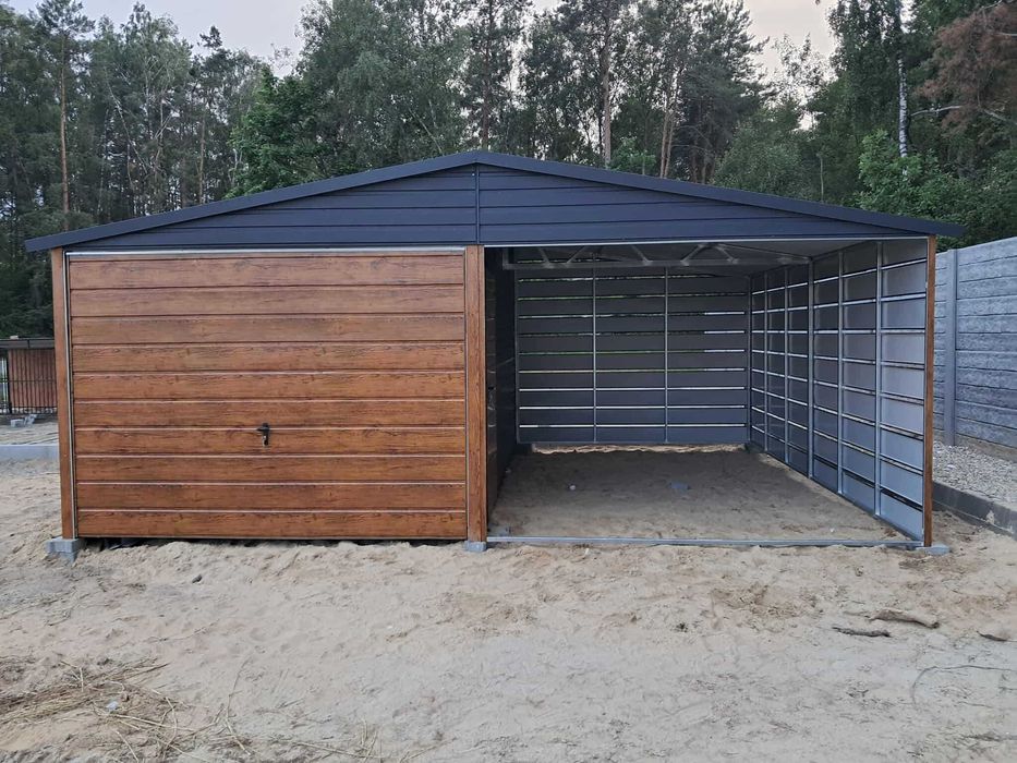 Garaż blaszany, wiata. WZMOCNIONY PROFILAMI. Producent. Cała POLSKA