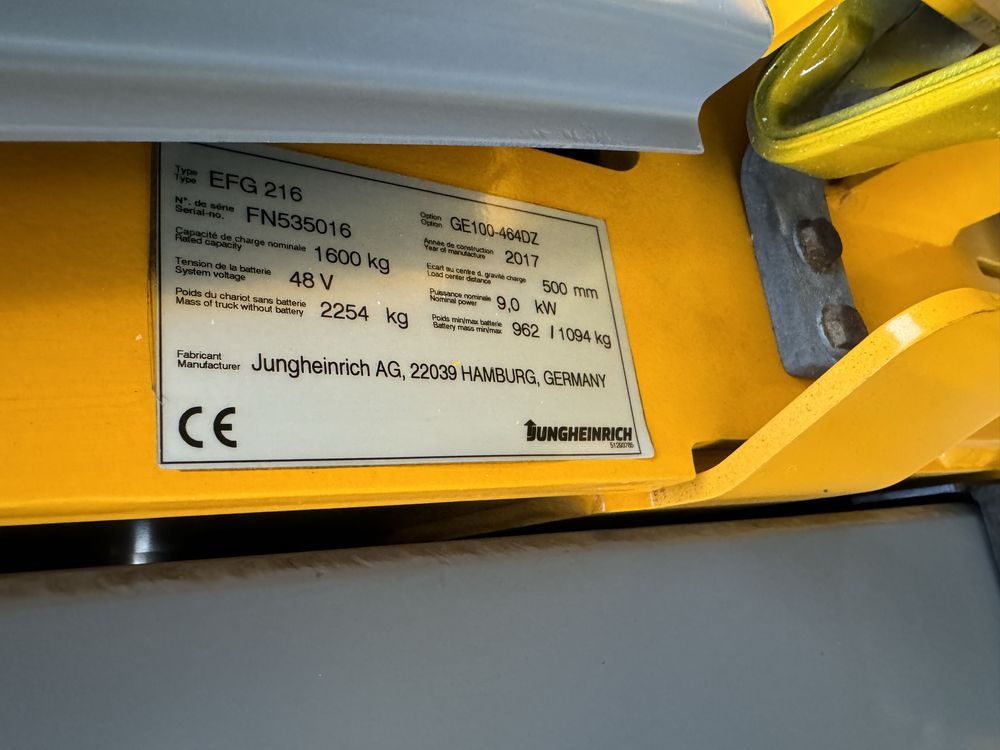 Електричний навантажувач Jungheinrich EFG 216 lithium