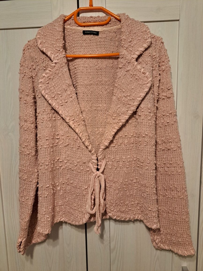 Sweter kardigan tweedowy różowy 42/44