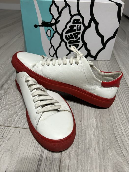 Кеди Genuine Leather Court Sneakers - White Red