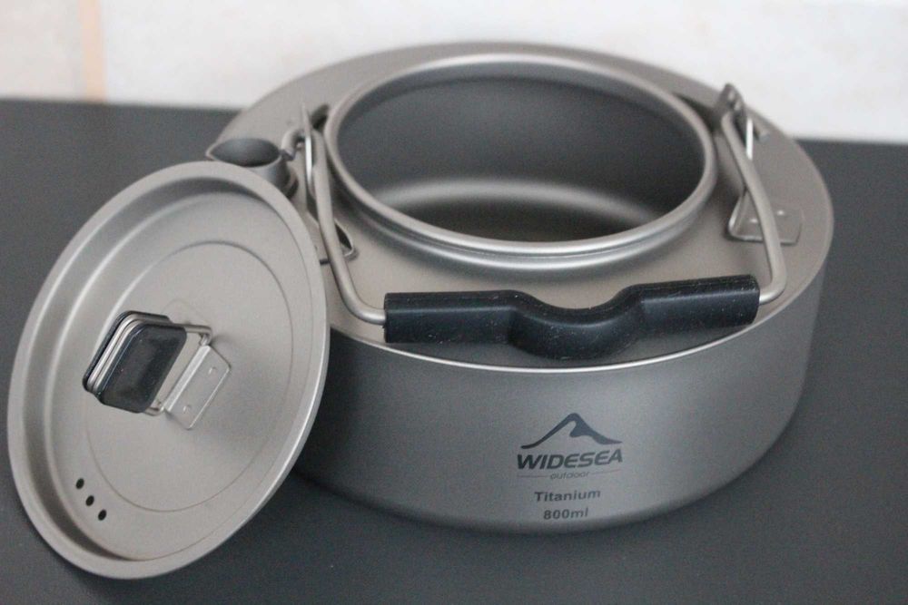 Чайник титановый Widesea titanium 800 ml титановий для кемпінгу.