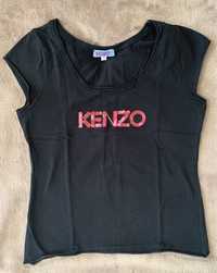 T-shirt Kenzo S/XS Czarny Stan idealny Rozowy napis Kenzo ozdobny