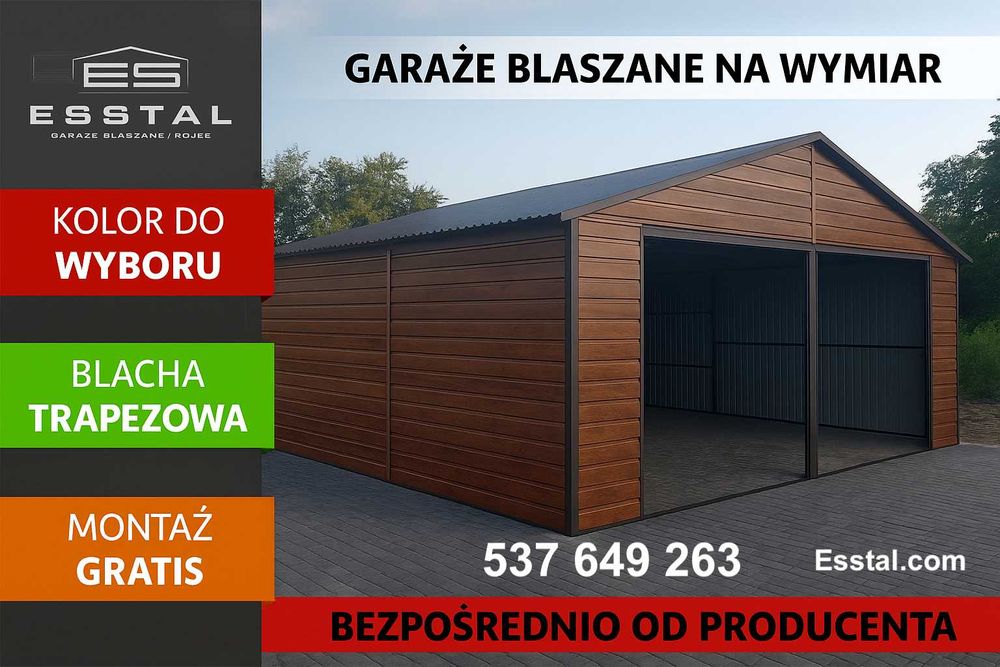 Garaż Jednospadowy - OTWARTY | Wiata | Hala | Garaż Blaszany - ESSTAL*