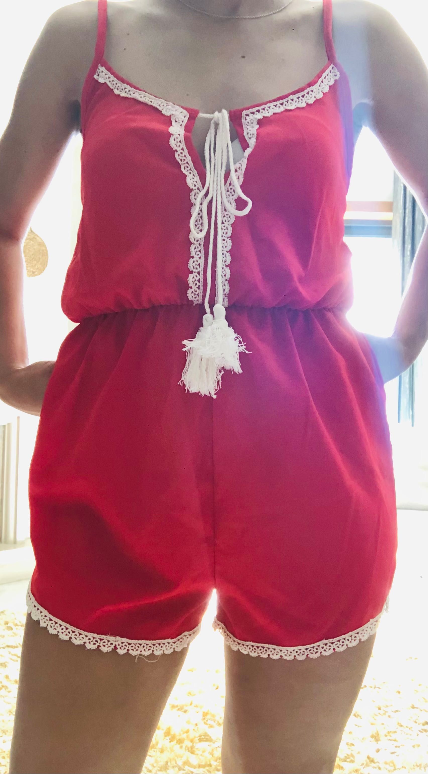 Macacão calção vermelho