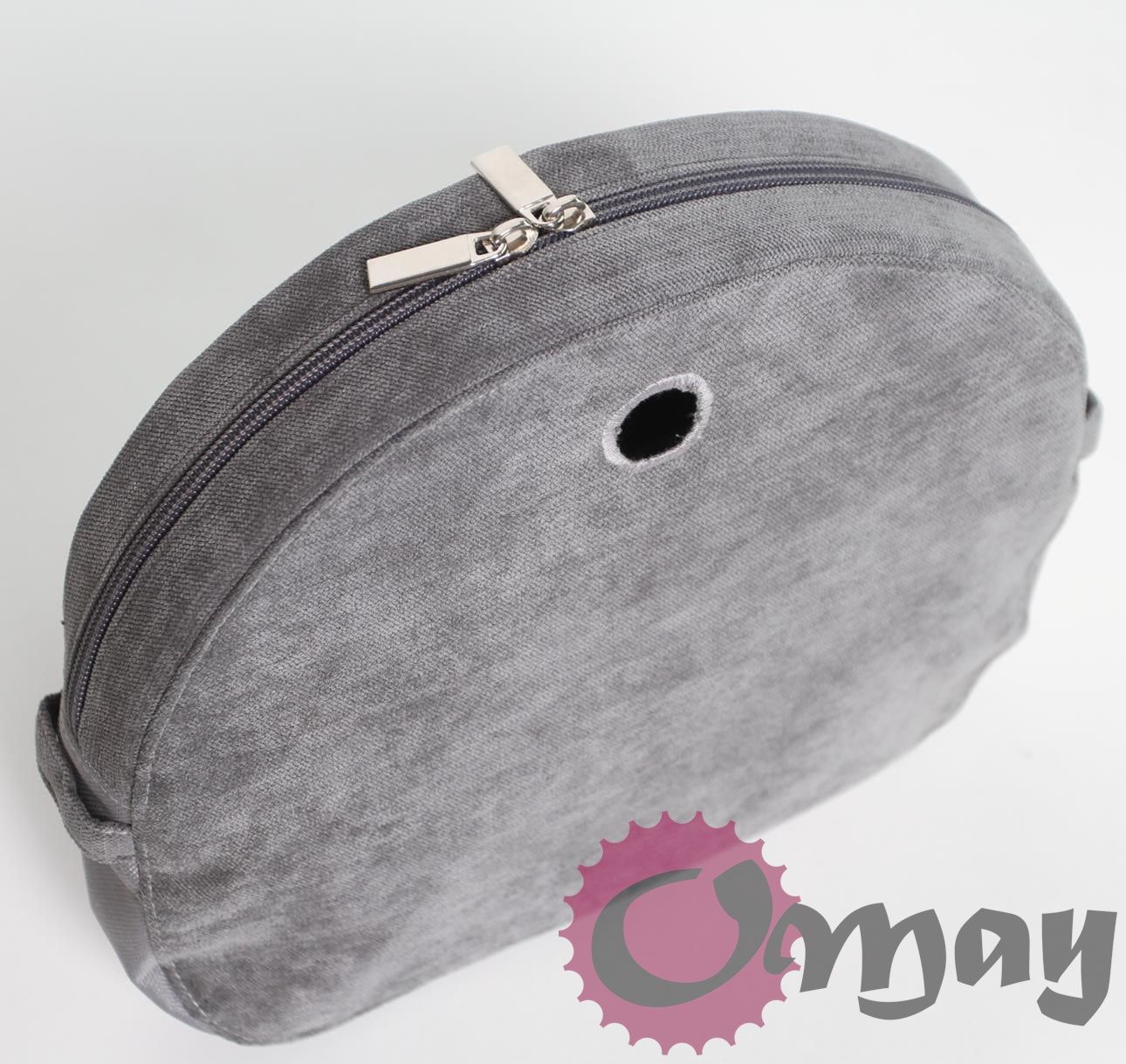 organizer OBAG MOON LIGHT welur szary elegancki 2 kieszenie wkład OMAY