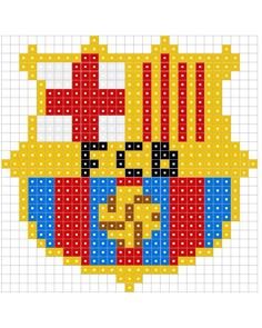 Małe logo Fc Barcelony z koralików do prasowania.