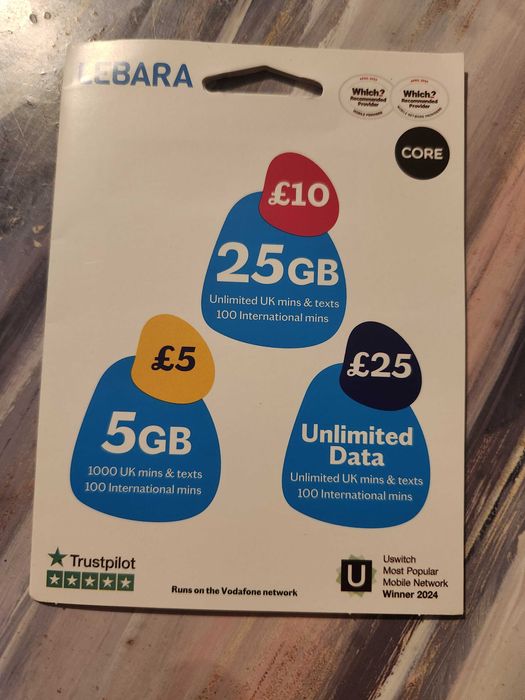 Lebara UK karta sim Wielka Brytania