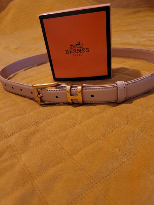 Beżowy damski pasek ze skóry naturalnej 105 cm