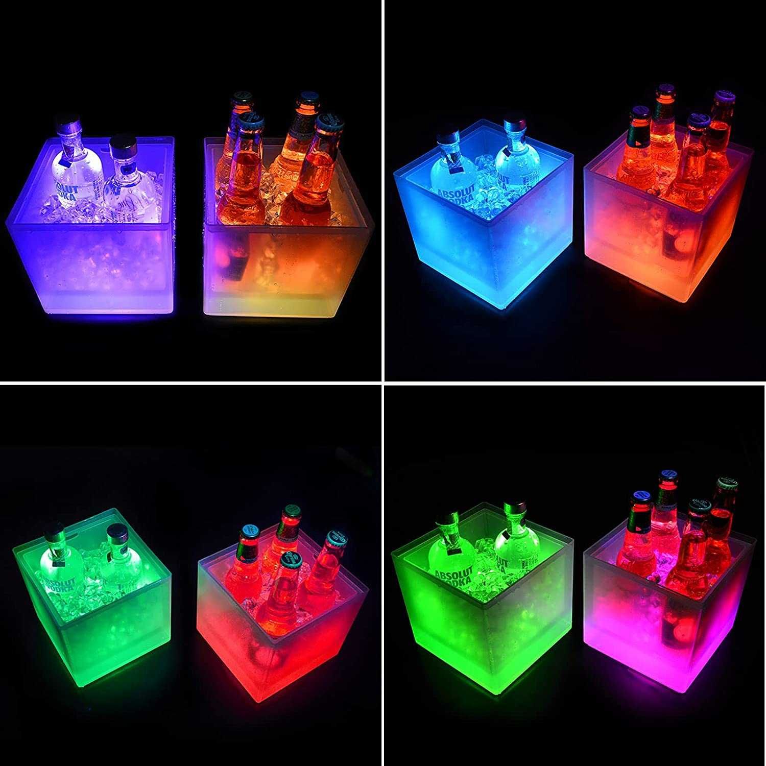 Cubo de gelo LED de 3,5 litros, com mudança de cor automática