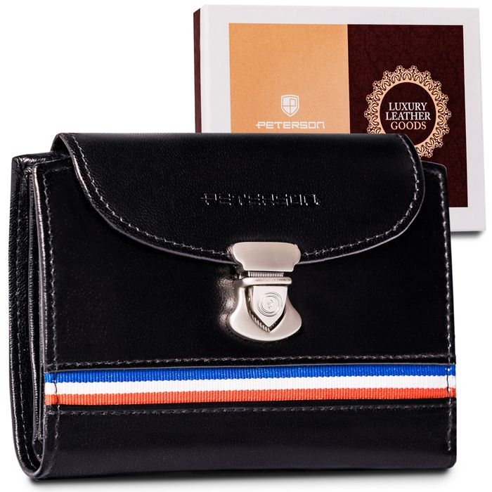 skórzany portfel damski z systemem rfid — peterson