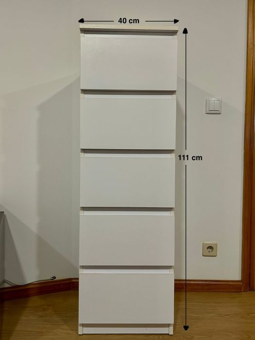 Camiseiro branco - 5 gavetas