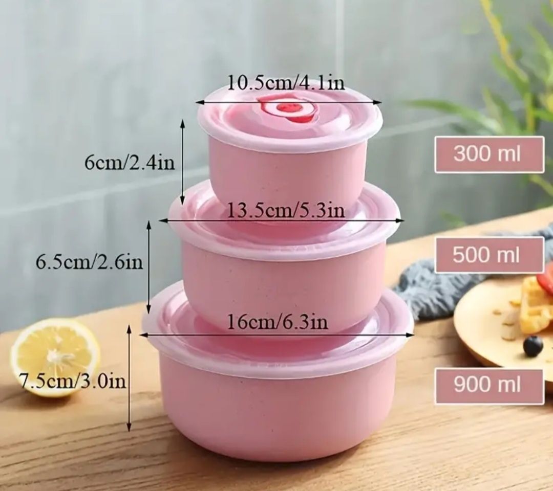 Контейнери для зберігання з вакуумною кришкою 3 шт. рожеві
