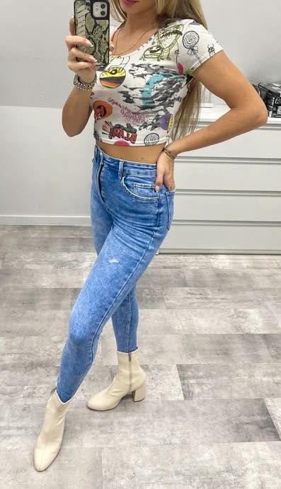 Crop Top Xs, Run, z krótkim rękawem, kolorowa, elastyczna
