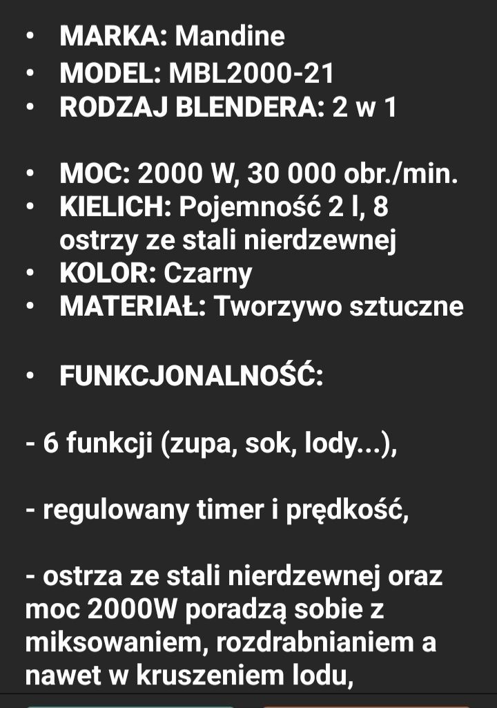 Blender mikser kielichowy