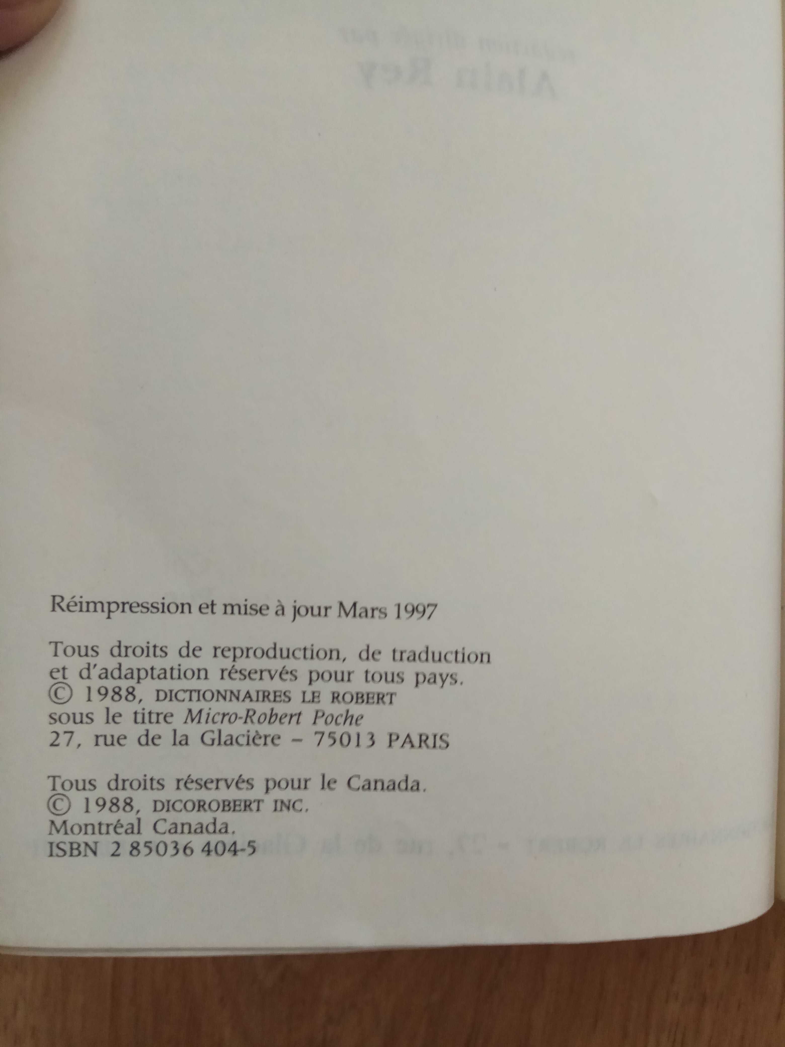 Le Robert Micro Poche. Dictionnairy de la Langue Française