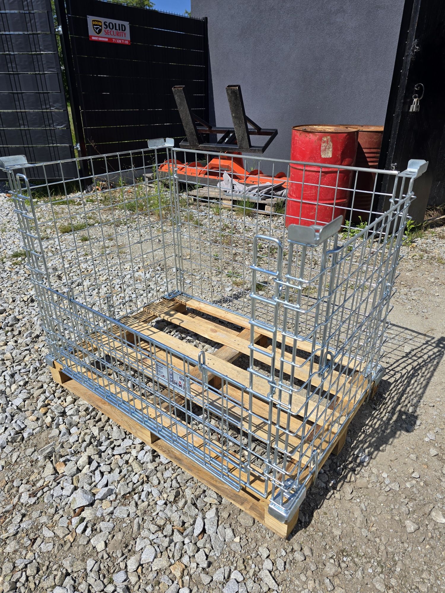 Gitterbox Składany kosz metalowy na paletę WANZL otwierane 2 boki