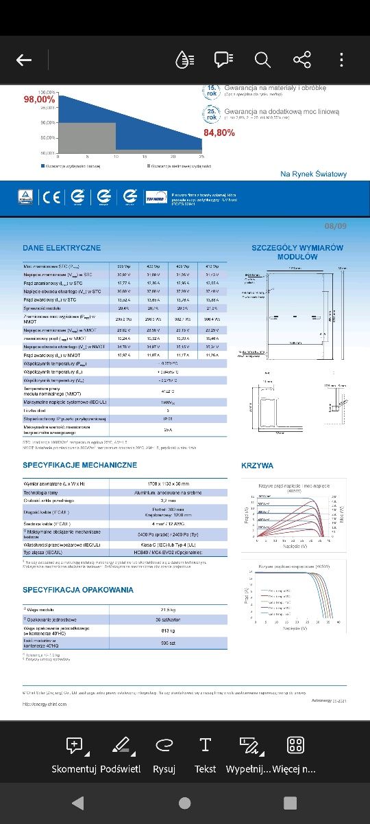 Panel 410W Nowe  moduł pv panele jinko longi Astronergy 219brutto