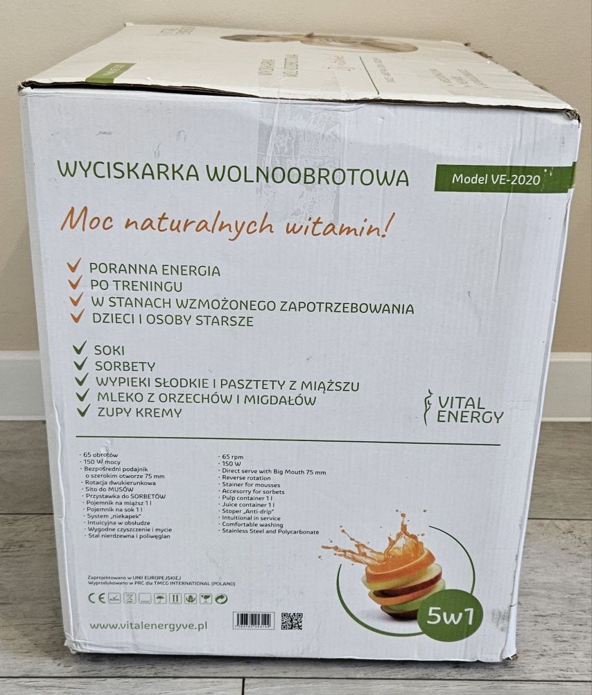 Wyciskarka wolnoobrotowa Vital Energy model VE-2020 NOWA
