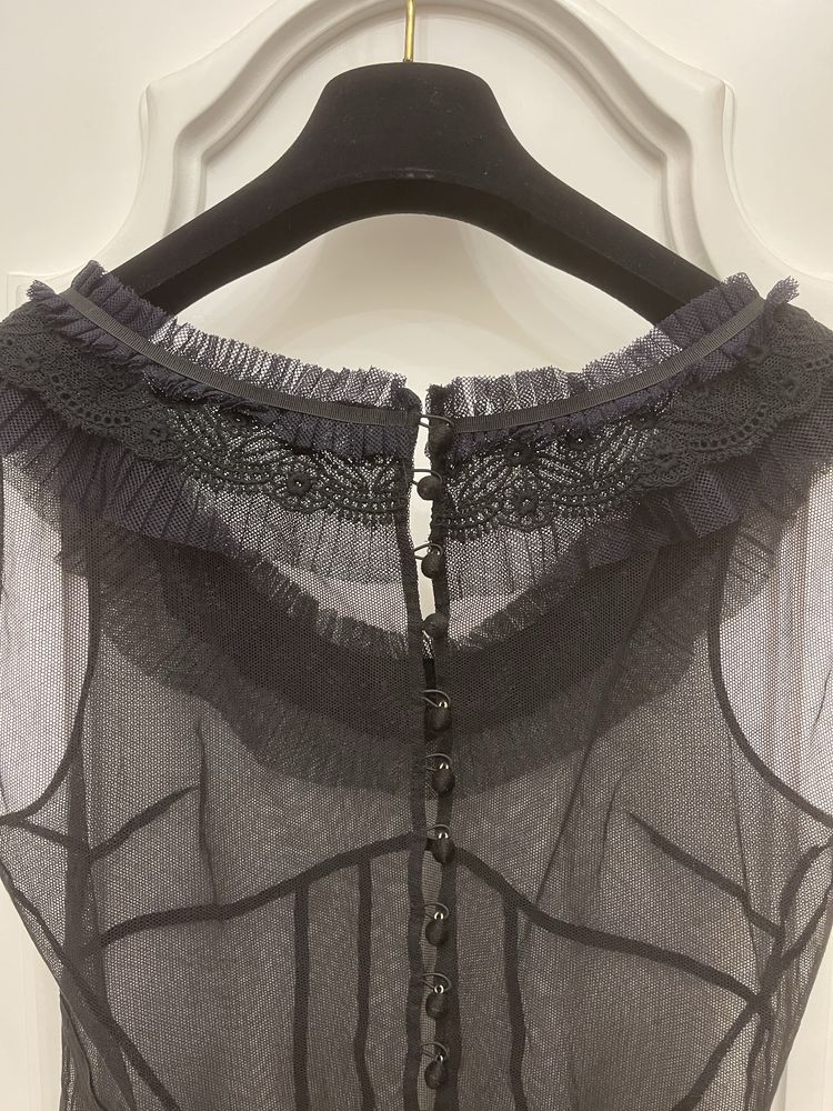 MAX MARA piękna bluzka koronkowo tiulowa z halką