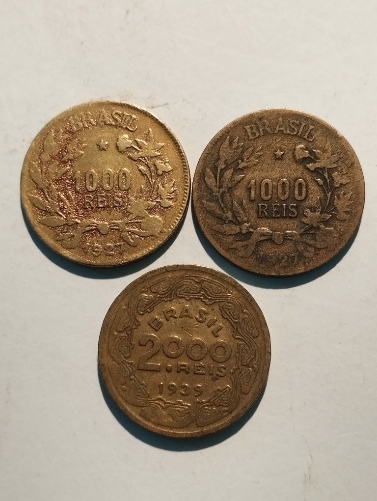 Moedas de 400 Réis, 500 Réis, 1000 Réis e 2000 Réis do Brasil