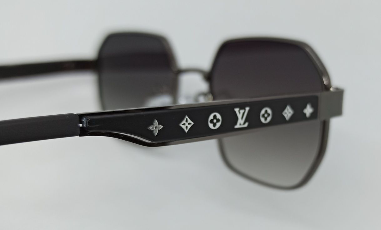 Louis Vuitton очки унисекс серый градиент в серебристом металле модные