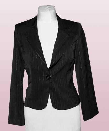 Żakiet na podszewce tkanina z metaliczną nitką rozmiar M - 38 | 56E