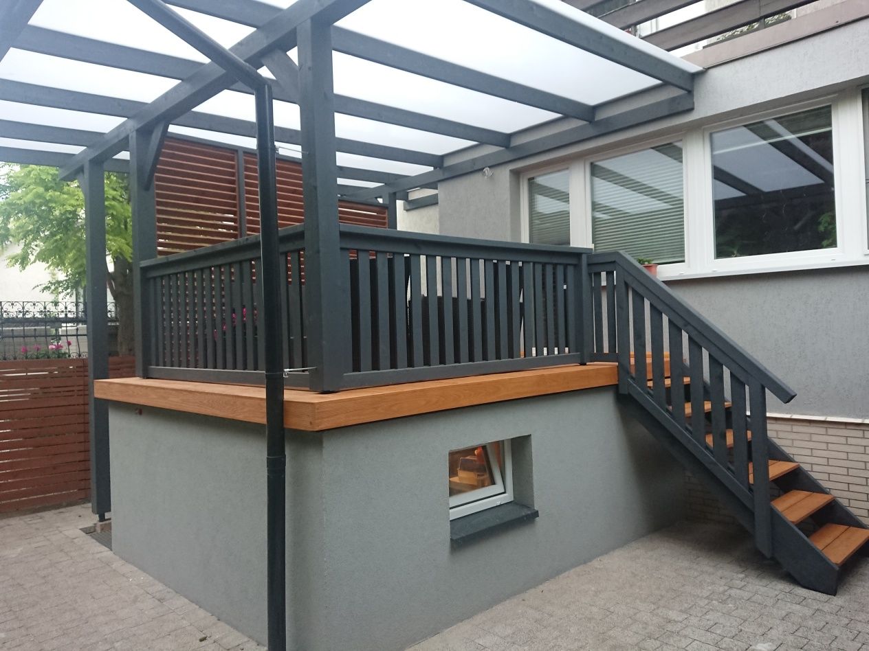 Zadaszenie tarasu patio Pergola shuttersy lamele rolety rzymskie