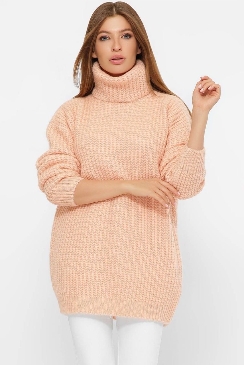 Персиковое платье-свитер, туника