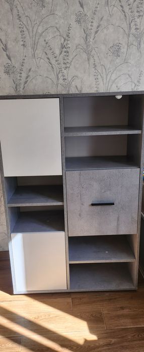 Книжкова шафа Юск Стелаж BILLUND 3дв бетон/білий