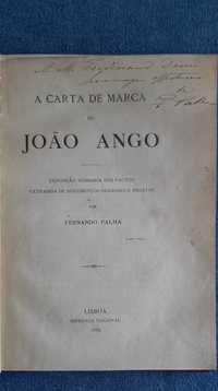 A Carta de Marca de João Ango por Fernando Palha 1882 Raro Encadernado