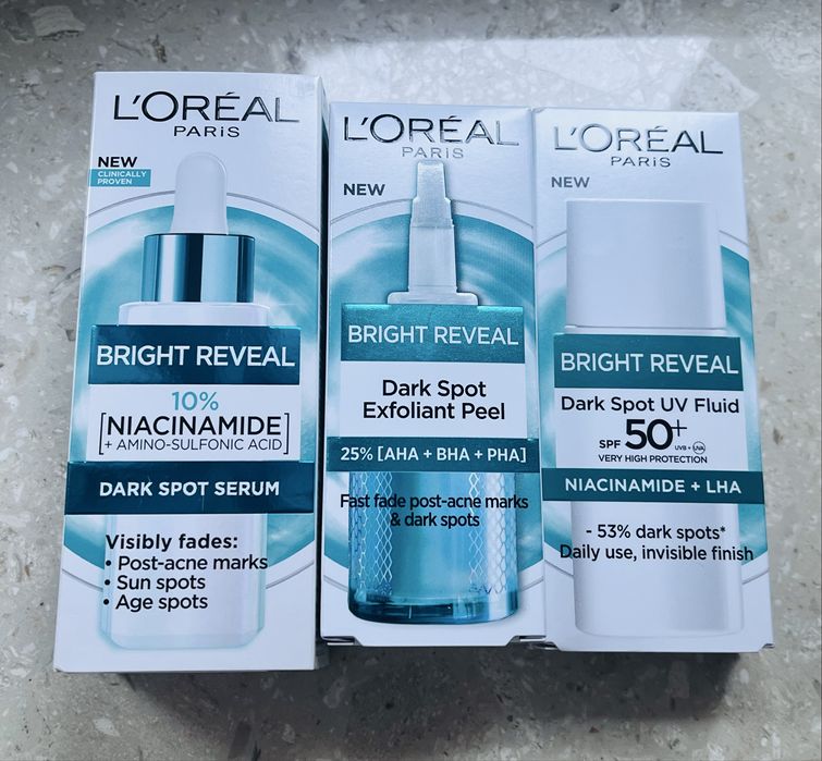 Zestaw kosmetykow L’Oreal Paris Bright Reveal preparaty wyrownujace na