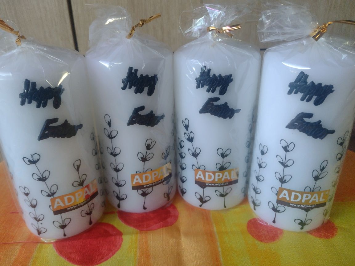 Wielkanoc 4 świece pieńkowe Happy Easter czarne bazie