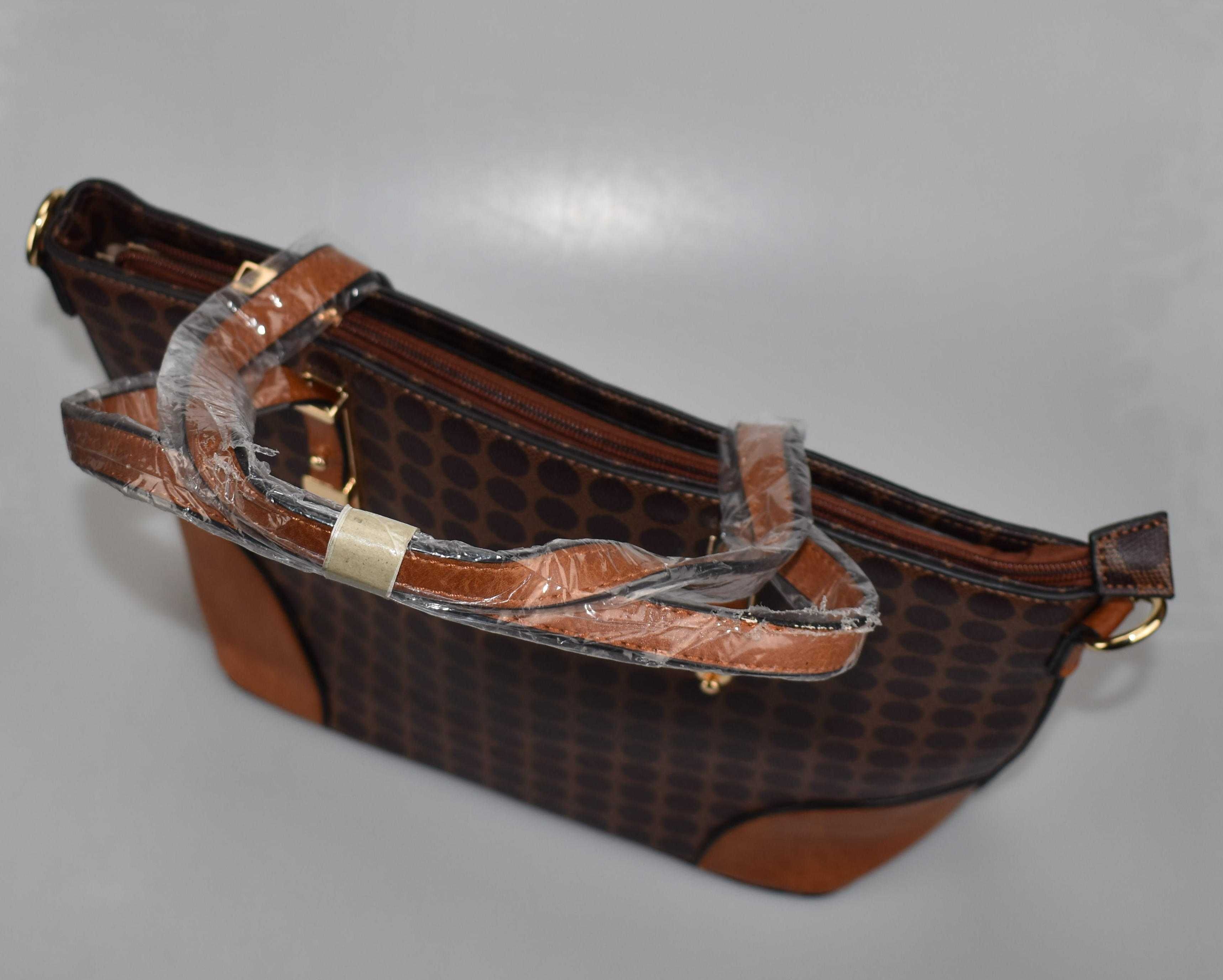 Elegancka i Pojemna Torebka Shopper Bag czarno brązowa
