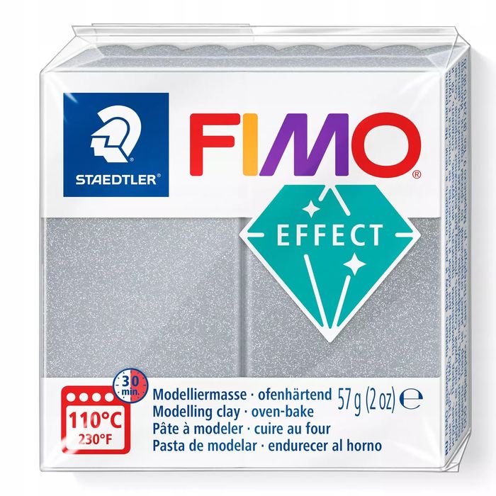 Fimo Effect MASA PLASTYCZNA SREBRNY METALIC 57g. Fimo. Nowy Produkt