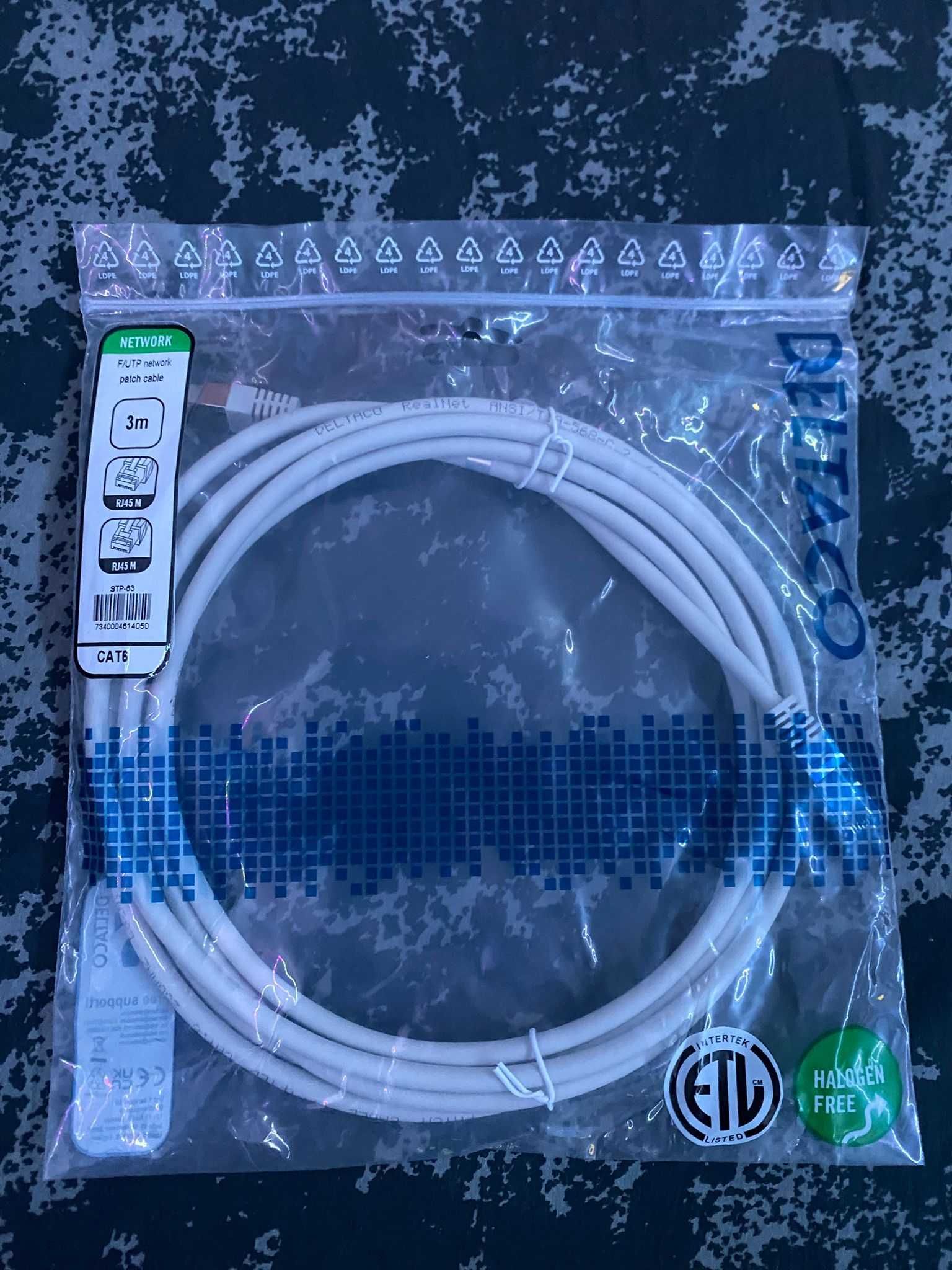 15 Network Patch Cables, Categoria 6, Branco, 3 Metros , DELTACO