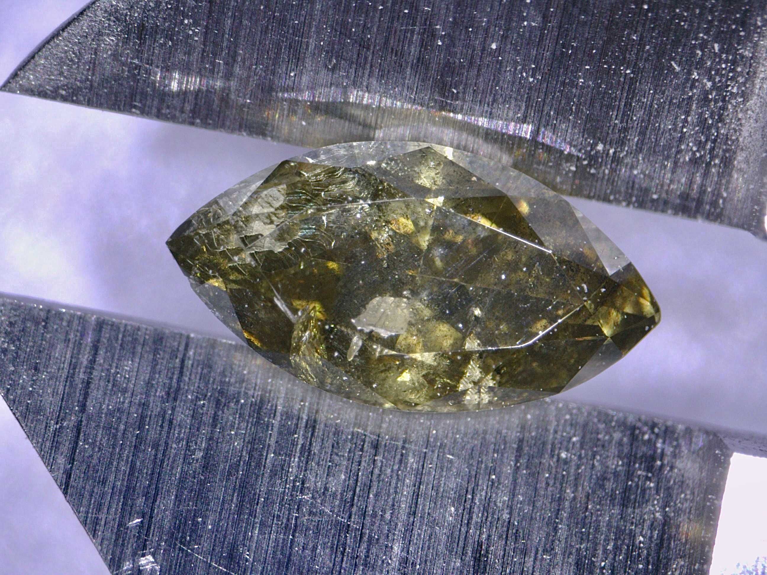 Naturalny Diament 0.35ct Żółty Markiza I2 Certyfikat ALGT