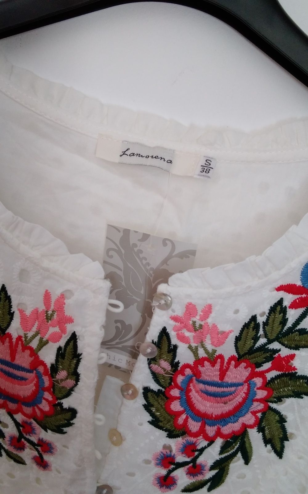 Top branco bordado inglês 38 algodão