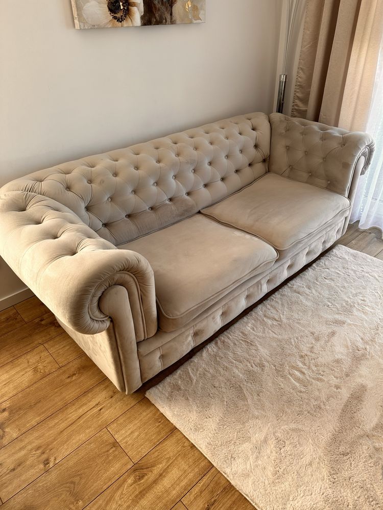 Sofa chesterfield rozkladana  welur