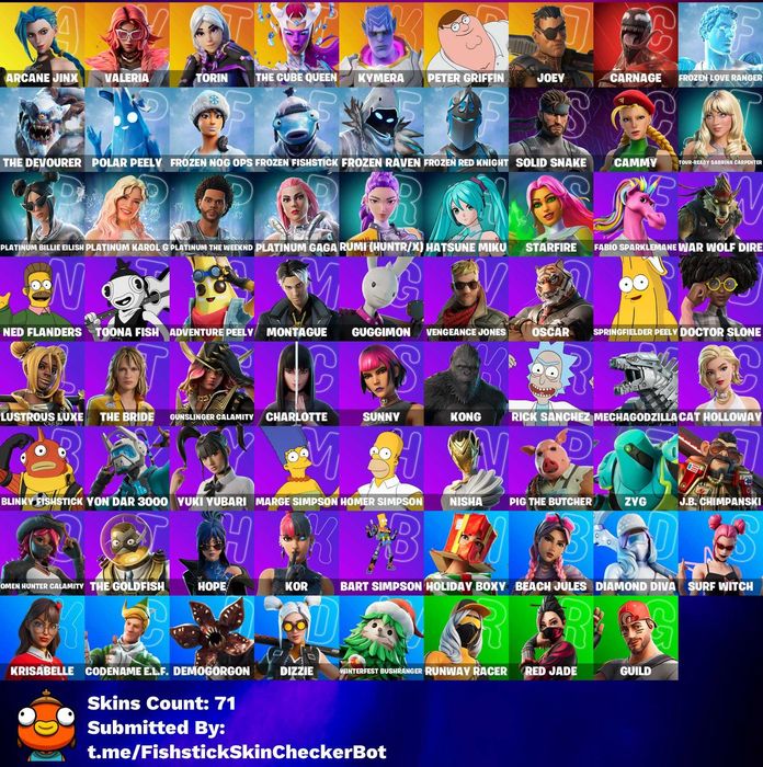 Konto Fortnite 74 skiny w tym 3 pakiety i skin demogorgona ( rzadki )