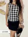 GUESS sukienka M czarno biała cekinami elegancka we wzory krótka mini