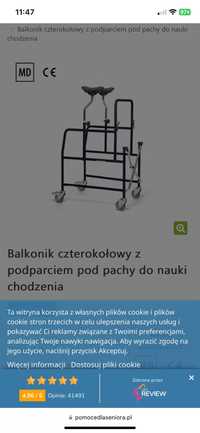 Balkonik czterokołowy z podparciem