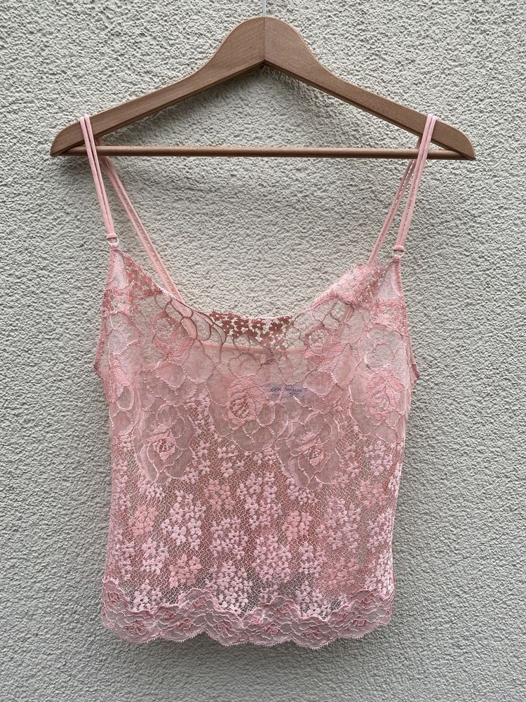 Różowa koronkowa bluzka camisole paryski styl Cotton Club