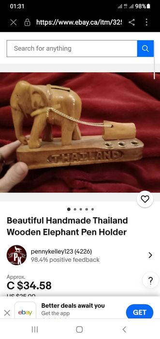 Деревянная подставка для ручек в форме слона статуэтка ручная работа