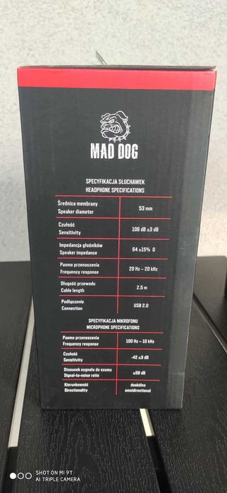 Słuchawki i stojak na słuchawki MAD DOG podświetlany, NOWY