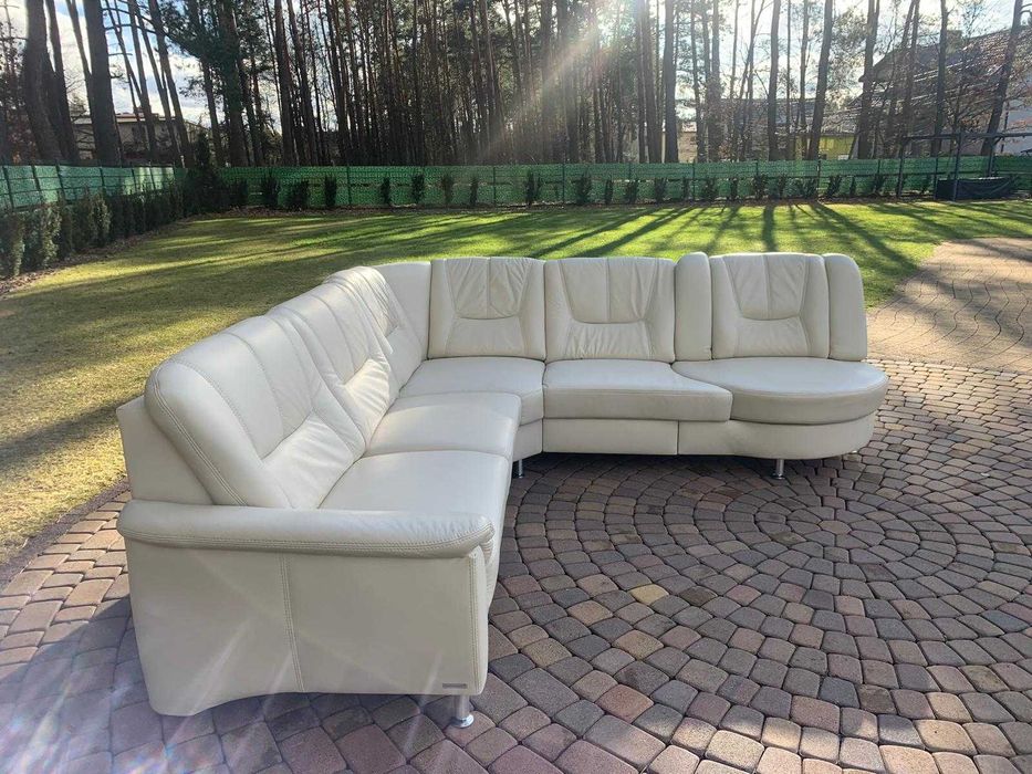 wohnwert niemiecki narożnik skóra naturalna ekrii