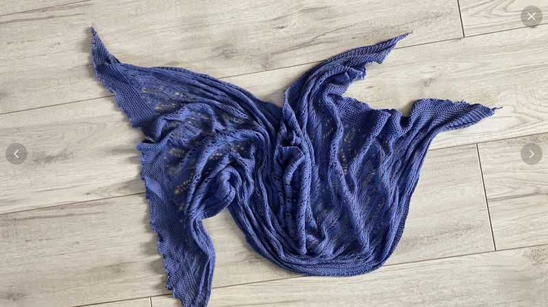 Dzianinowa, niebieska chusta, 90 x 40 cm