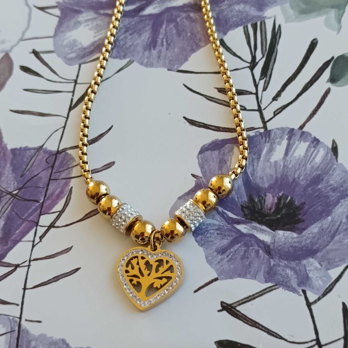 Naszyjnik serce drzewo stal chirurgiczna