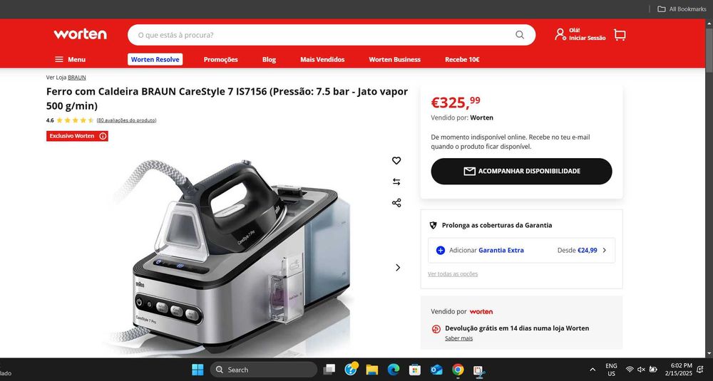 Ferro com Caldeira BRAUN CareStyle 7 + Mesa de Engomar da Marca Braun