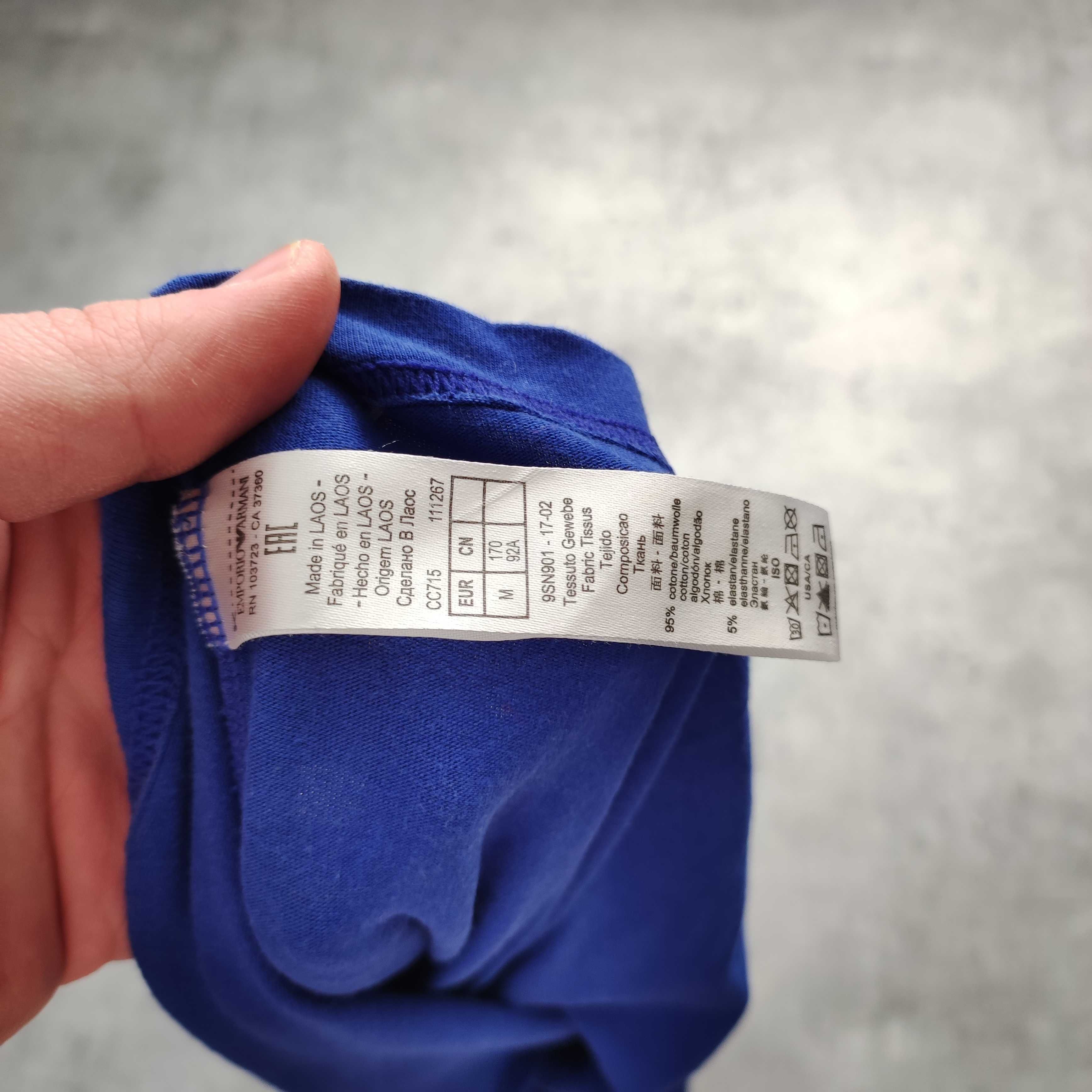 MĘSKA PREMIUM Koszulka Granat Logo Elastyczna Emporio Armani Ea7
