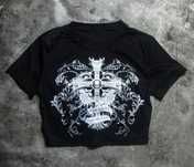Koszulka krótka czarna S crop top goth